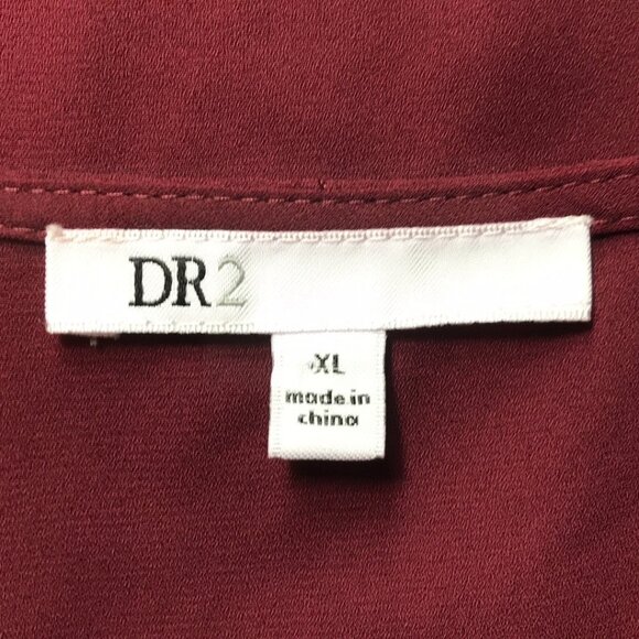 DR2 by Daniel Rainn Ruched Short Sleeve Blouse in Garnet - Picture 2 of 10